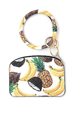 KEY RING PINEAPPLE BANANA PATTERN POUCH