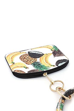 KEY RING PINEAPPLE BANANA PATTERN POUCH