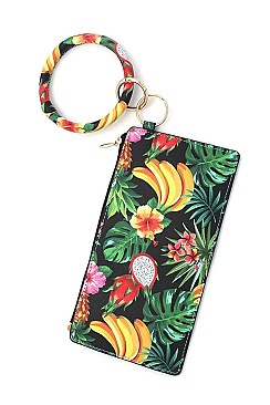 KEY RING TROPICAL FRIUT PATTERN POUCH