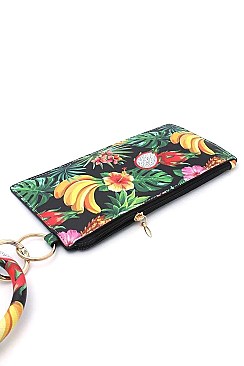 KEY RING TROPICAL FRIUT PATTERN POUCH