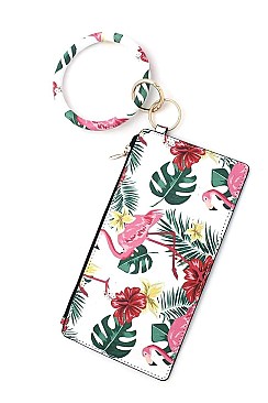 KEY RING FLAMINGO PATTERN POUCH