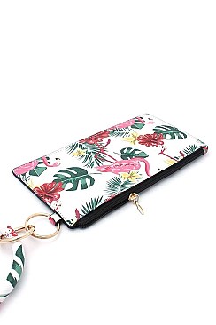KEY RING FLAMINGO PATTERN POUCH