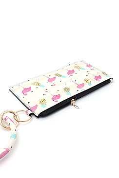 KEY RING PINEAPPLE FLAMINGO PATTERN POUCH