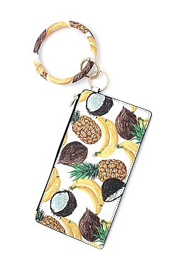 KEY RING PINEAPPLE BANANA PATTERN POUCH