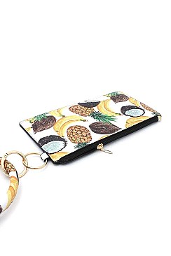 KEY RING PINEAPPLE BANANA PATTERN POUCH
