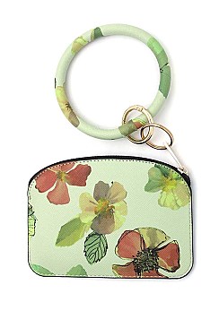 KEY RING WATERCOLOR FLORAL PATTERN POUCH