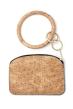 KEY RING FAUX OSTRICH PRINT POUCH