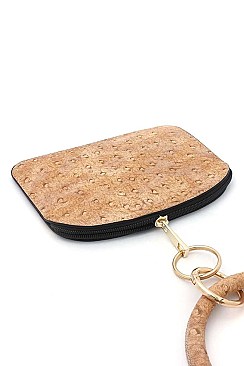 KEY RING FAUX OSTRICH PRINT POUCH