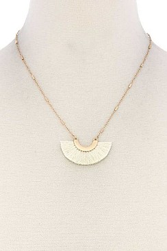 STYLISH FAN TASSELED PENDANT NECKLACE JY-A8N2143