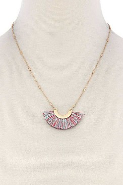 STYLISH FAN TASSELED PENDANT NECKLACE JY-A8N2143