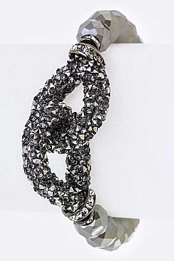 Crystal Hoops Design Stretch Bead Bracelet LA-B4805