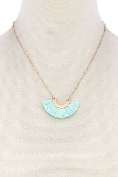 STYLISH FAN TASSELED PENDANT NECKLACE JY-A8N2143