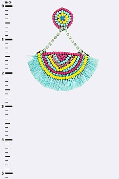Chic Mix Beads Tassel Fan Earrings