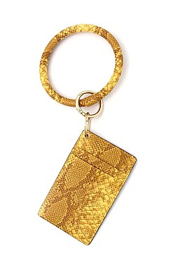 KEY RING FAUX SNAKE PRINT CARD HOLDER POUCH