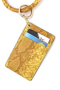 KEY RING FAUX SNAKE PRINT CARD HOLDER POUCH