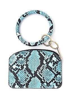 KEY RING FAUX SNAKE PATTERN POUCH
