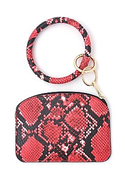 KEY RING FAUX SNAKE PATTERN POUCH