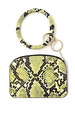 KEY RING FAUX SNAKE PATTERN POUCH