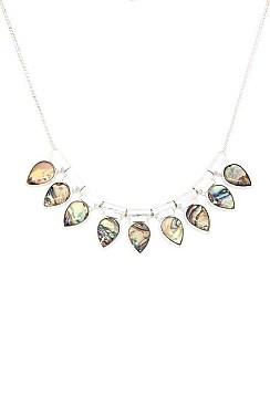 STYLISH ABALONE TEARDROP SHAPE FASHION METAL NECKLACE SET JY-KNEC104