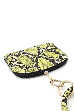 KEY RING FAUX SNAKE PATTERN POUCH