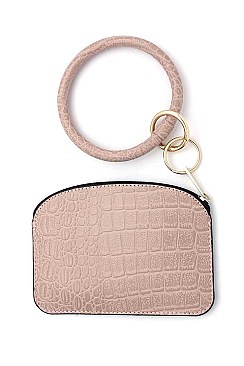 KEY RING FAUX CROCODILE PATTERN POUCH