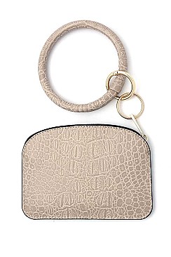 KEY RING FAUX CROCODILE PATTERN POUCH
