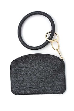 KEY RING FAUX CROCODILE PATTERN POUCH