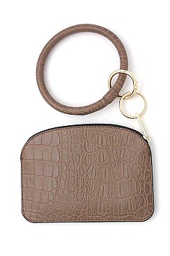 KEY RING FAUX CROCODILE PATTERN POUCH
