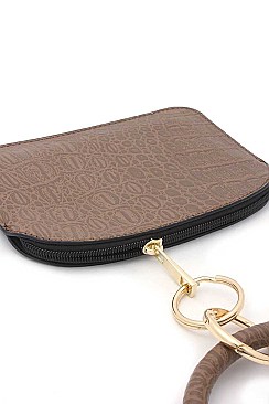KEY RING FAUX CROCODILE PATTERN POUCH