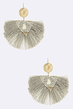 Stylish Large Filigree Accent Tassel Drop Earrings LAE6237