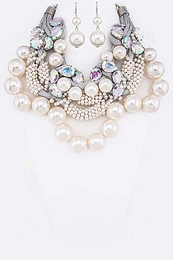 BEADS & PEARLS STATEMENT NECKLACE SET