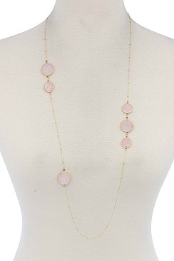 CHARMED DISCS IN LONG CHAIN NECKLACE