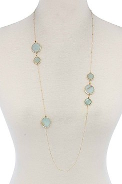 CHARMED DISCS IN LONG CHAIN NECKLACE