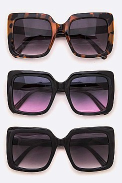 Pack of 12 Oversized Square Fashion Sunglasses Set
