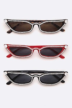 PACK OF 12 SKINNY CRYSTAL ACCENT SUNGLASSES SET