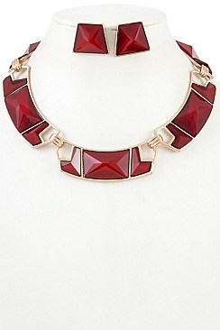 GEO SHAPED LINK NECKLACE SET