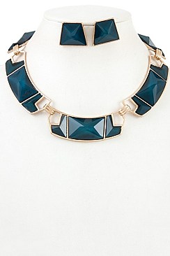 GEO SHAPED LINK NECKLACE SET
