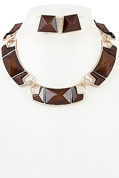 GEO SHAPED LINK NECKLACE SET