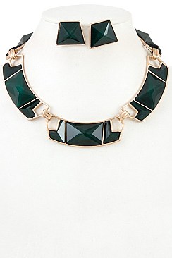 GEO SHAPED LINK NECKLACE SET
