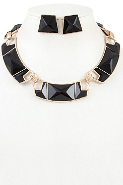 GEO SHAPED LINK NECKLACE SET