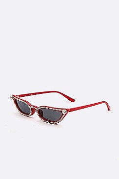 PACK OF 12 SKINNY CRYSTAL ACCENT SUNGLASSES SET