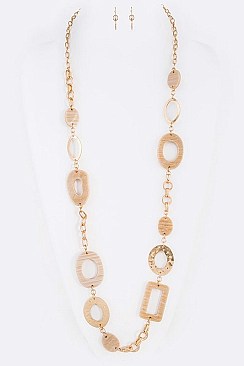 LONG MIXED MEDIA NECKLACE SET