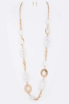 LONG MIXED MEDIA NECKLACE SET