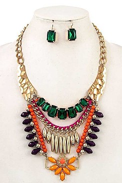 ASSORTED JEWEL BIB NECKLACE SET