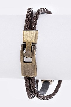 Stylish Anchor Mix Layered Leather Bracelet LA-EML8200