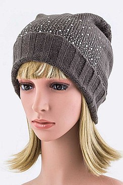 Pack of 12 pieces Trendy Crystal Beanie Hat LA-HNHT1081