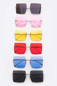 Pack of 12 Iconic Half Frame Square Sunglasses Set