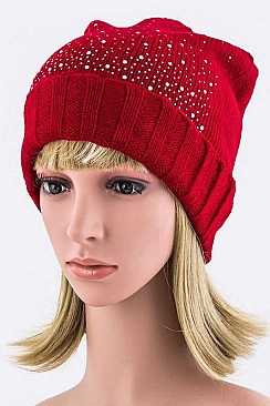 Pack of 12 pieces Trendy Crystal Beanie Hat LA-HNHT1081