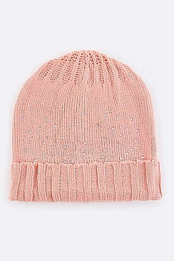 Pack of 12 pieces Trendy Crystal Beanie Hat LA-HNHT1081