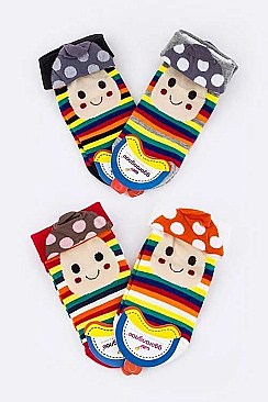 Pack of (4 Pieces) Cutie Mushroom Fold-Over Socks LA-DC34